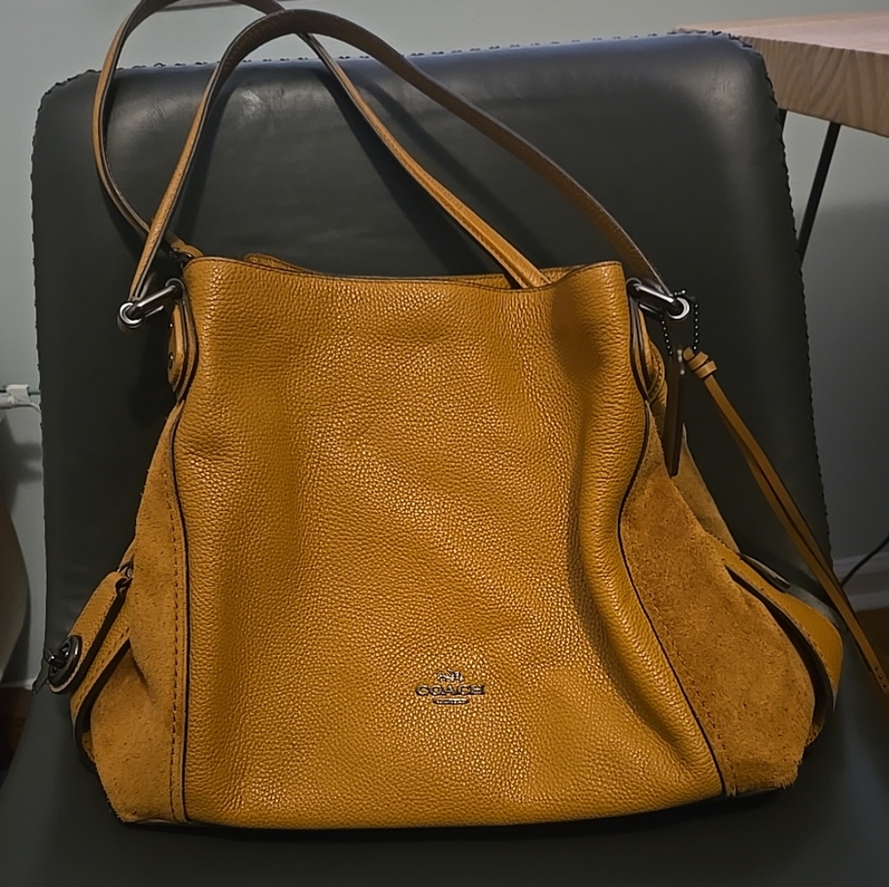 COACH EDIE 31 Shoulder Bag Leather & Suede Leather Bag 59500 Saddle